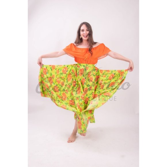 Cielito Lindo Skirts Mexican Folklorico Practice Skirt Floral Green Poshmark